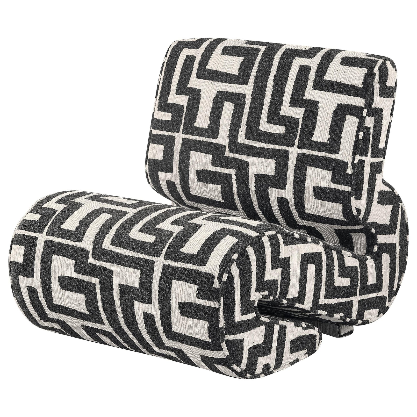 Eimer Geometric Jacquard Accent Chair Black view 3
