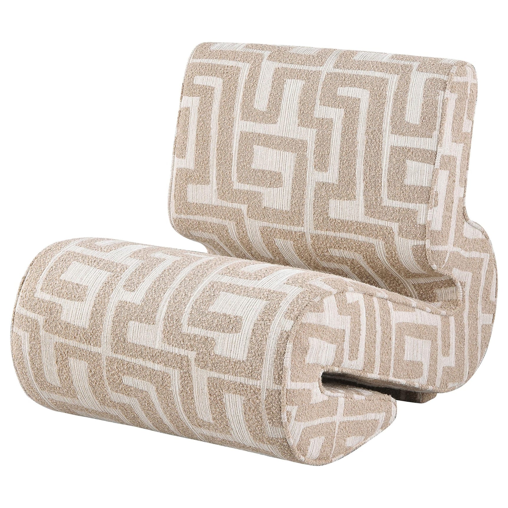 Eimer Geometric Jacquard Accent Chair Camel view 3