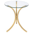 Eloise Round Glass Top Curved Metal Side Table Gold from Decor Furniture