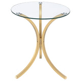 Eloise Round Glass Top Curved Metal Side Table Gold from Decor Furniture