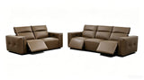Ember Brown Italian Leather Match 2-Piece Power Reclining Sofa and Loveseat Set view 2