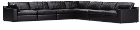 Emilia Black Leather 7-Piece Sectional view 2