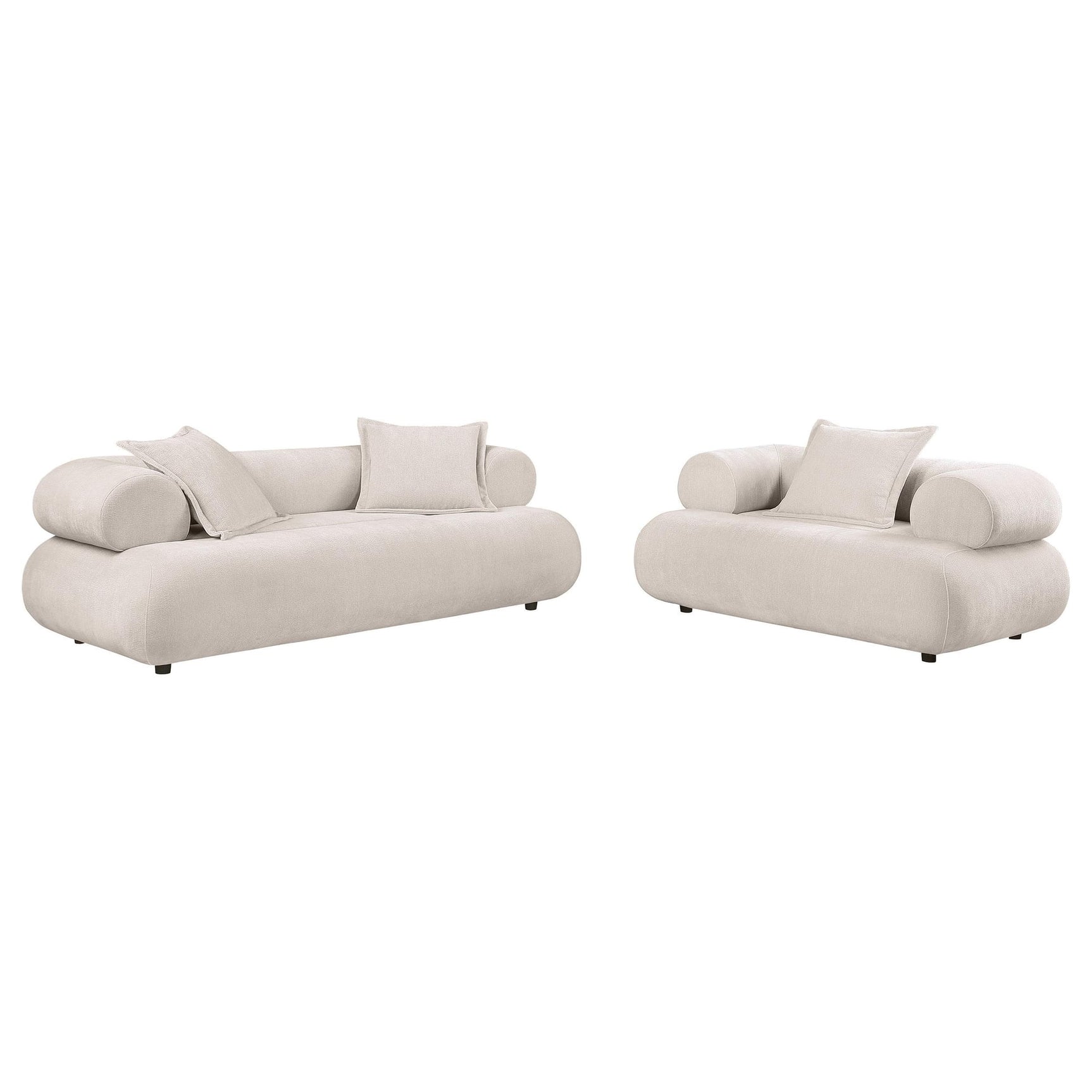 Eskola 2-Piece Chenille Sofa and Accent Chair Set Ivory from Decor Furniture