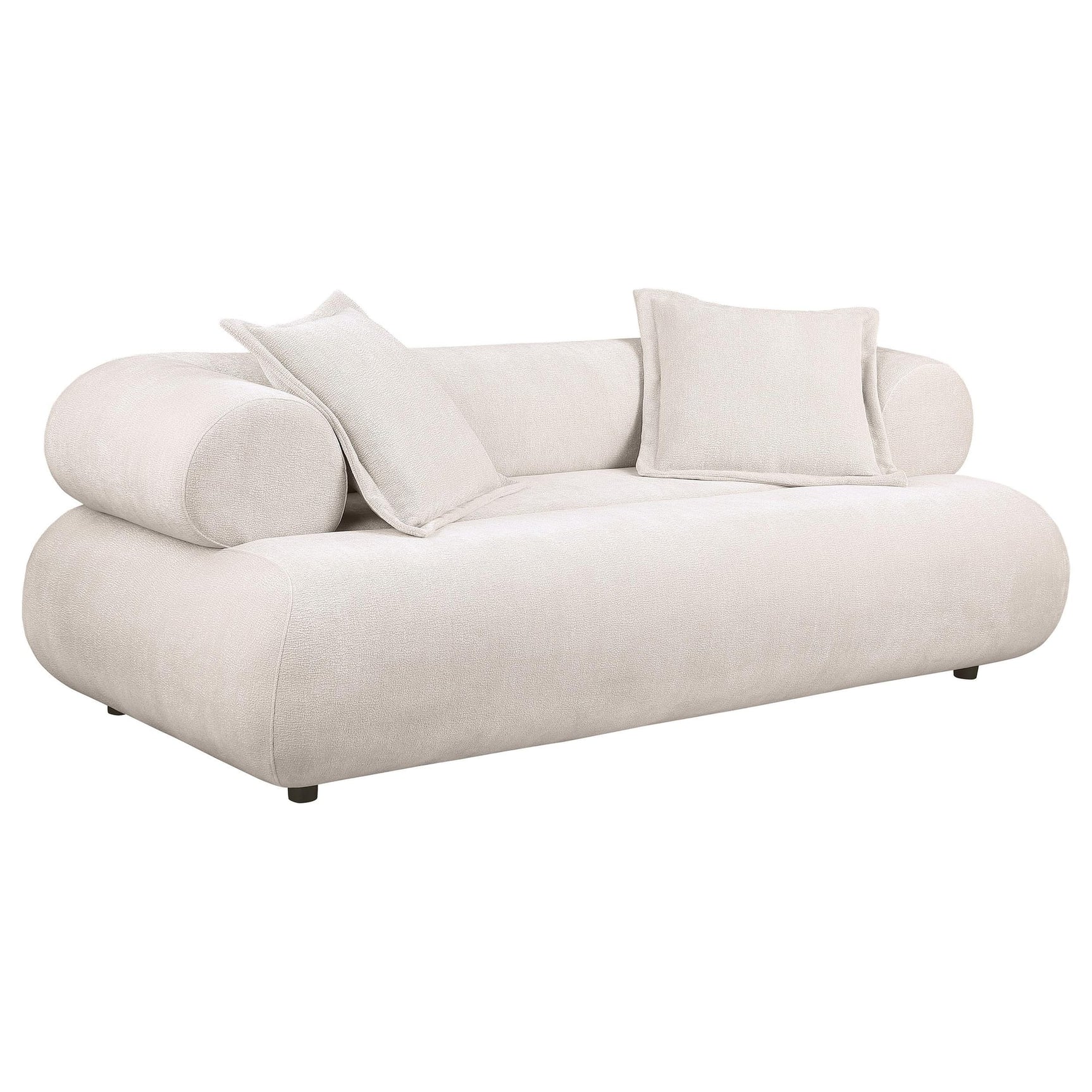 Eskola 3-seat Chenille Sofa with Rounded Shelter Arms Ivory from Decor Furniture