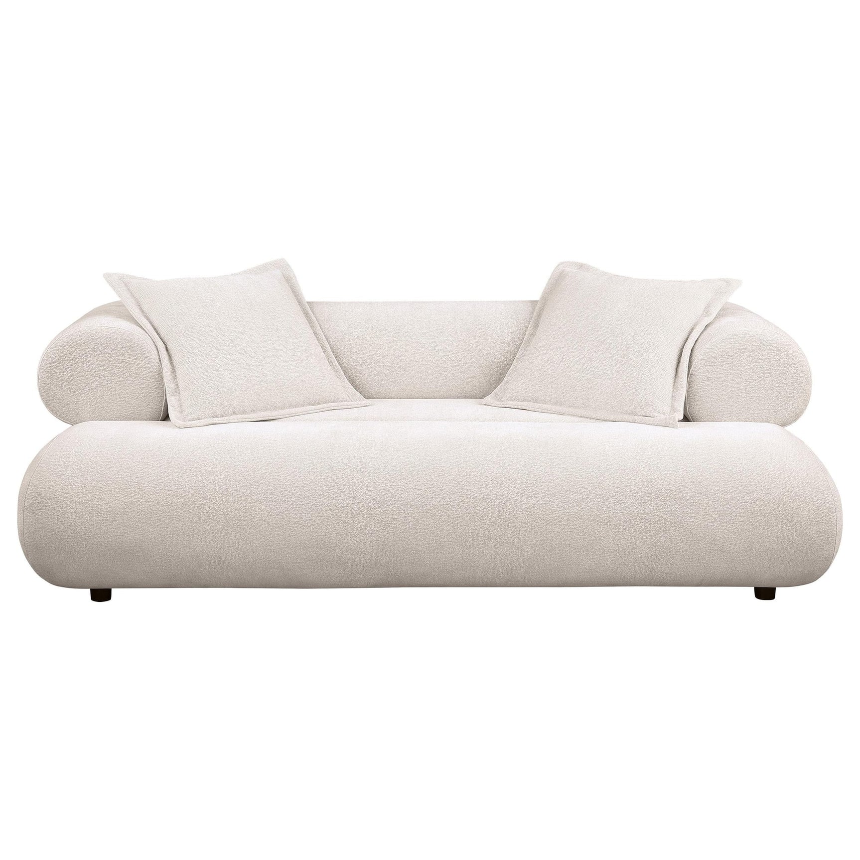 Eskola 3-seat Chenille Sofa with Rounded Shelter Arms Ivory view 2