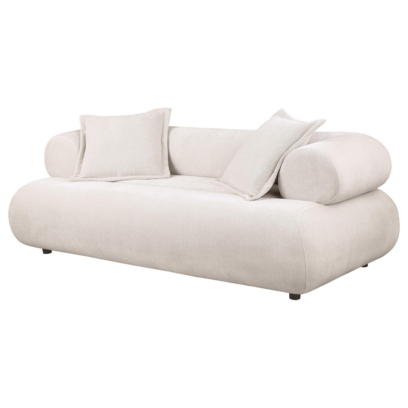 Eskola 3-seat Chenille Sofa with Rounded Shelter Arms Ivory view 3