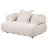 Eskola Chenille Accent Chair with Rounded Shelter Arms Ivory view 3
