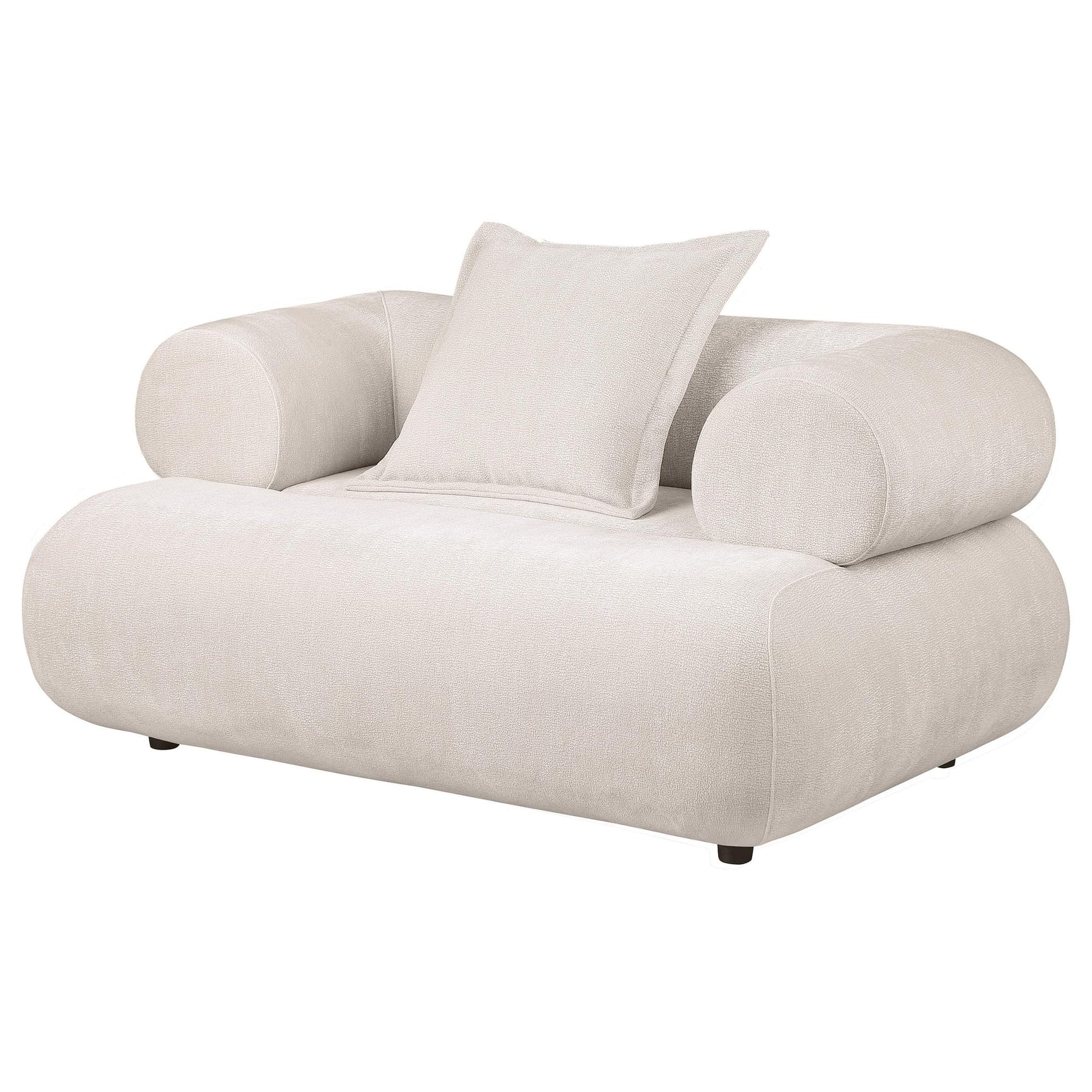 Eskola Chenille Accent Chair with Rounded Shelter Arms Ivory view 3