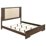Etienne Eastern King Velvet Upholstered Panel Bed Walnut from Decor Furniture
