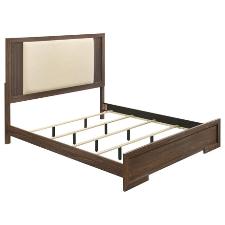 Etienne Eastern King Velvet Upholstered Panel Bed Walnut from Decor Furniture