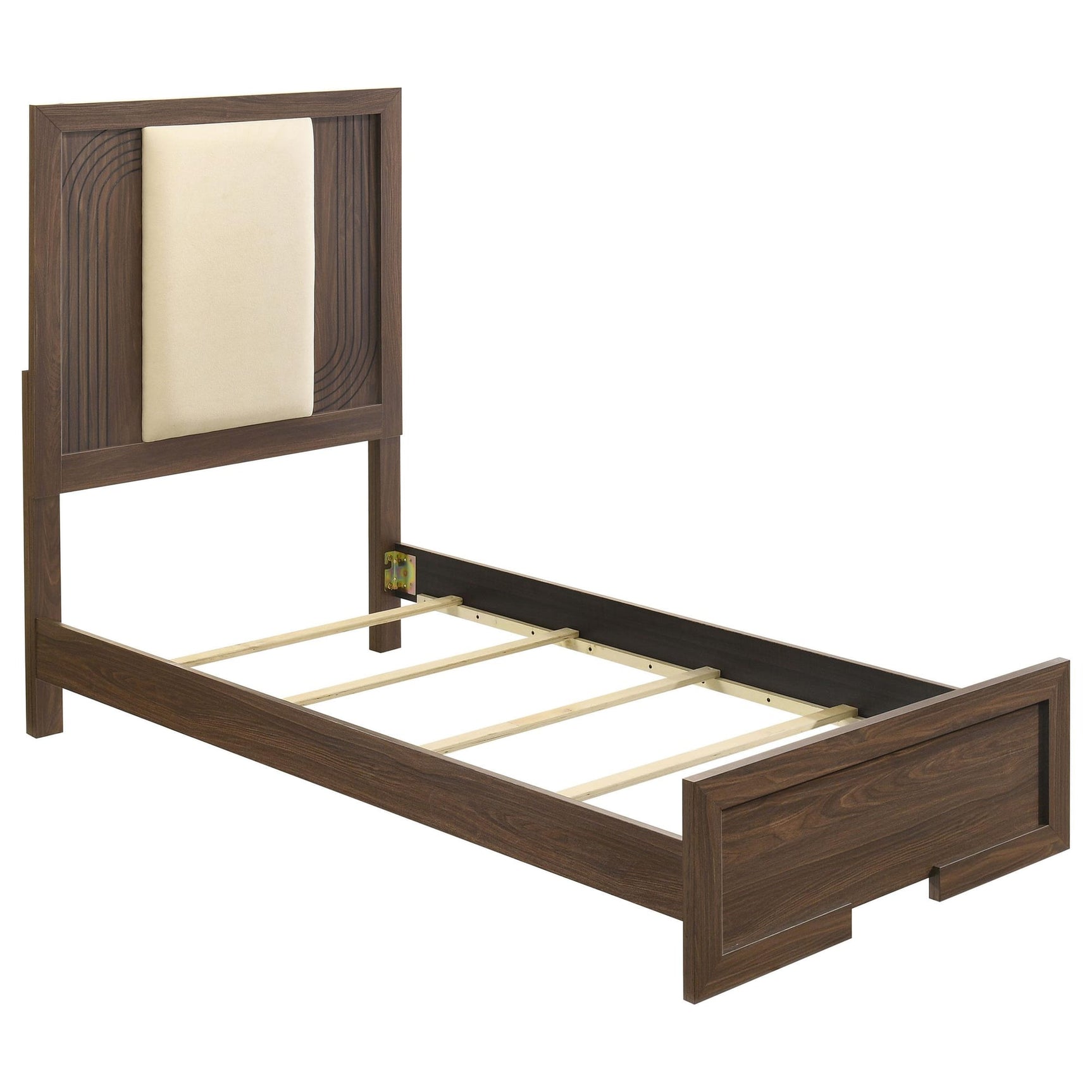Etienne Twin Velvet Upholstered Panel Bed Walnut from Decor Furniture