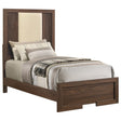 Etienne Twin Velvet Upholstered Panel Bed Walnut view 2