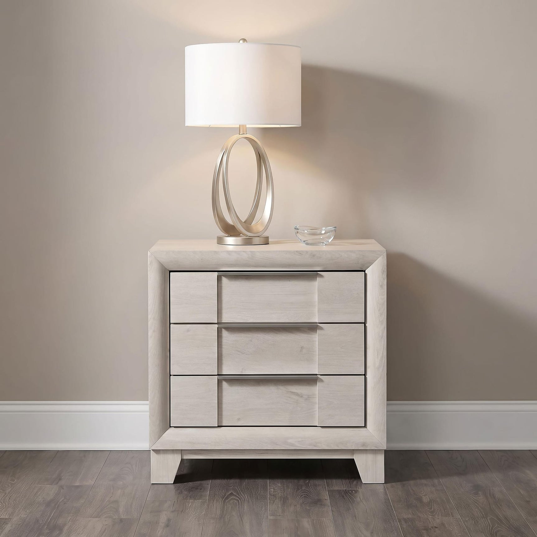 Farre 2-drawer Nightstand Bedside Table Washed Grey view 2