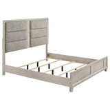 Farre Eastern King Upholstered Platform Panel Bed Washed Grey from Decor Furniture