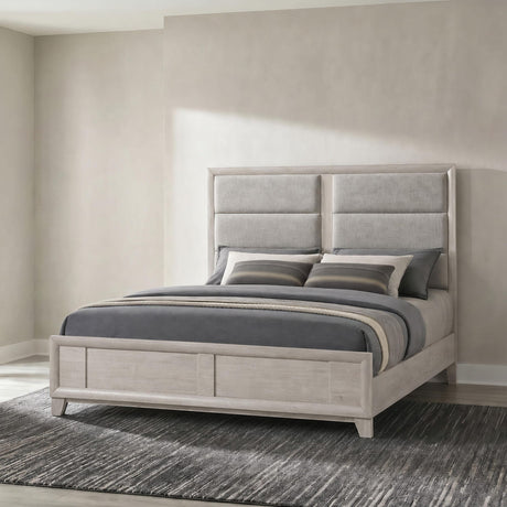 Farre Eastern King Upholstered Platform Panel Bed Washed Grey view 2