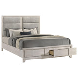 Farre Eastern King Upholstered Storage Platform Bed Washed Grey view 3
