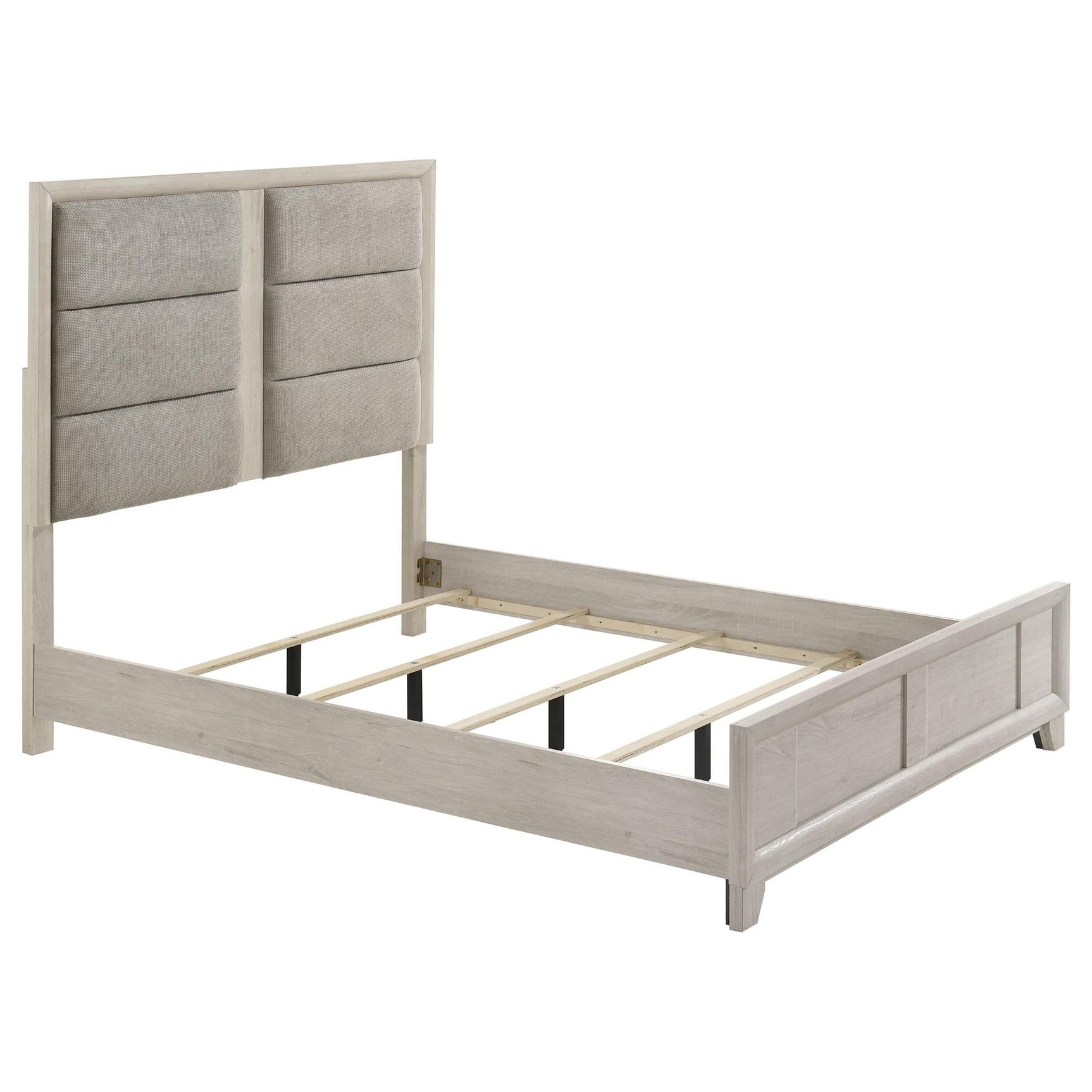 Farre Queen Upholstered Platform Panel Bed Washed Grey from Decor Furniture