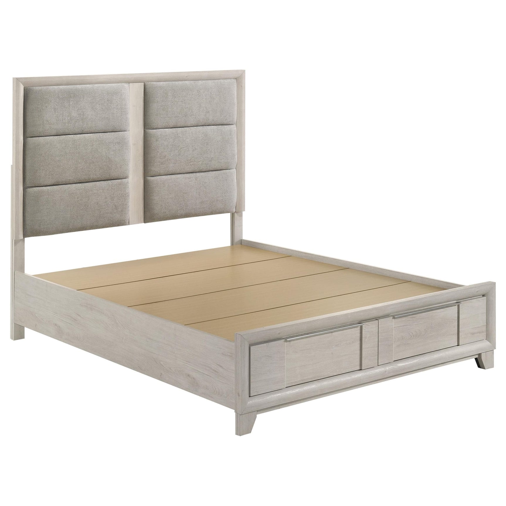 Farre Queen Upholstered Storage Platform Bed Washed Grey from Decor Furniture