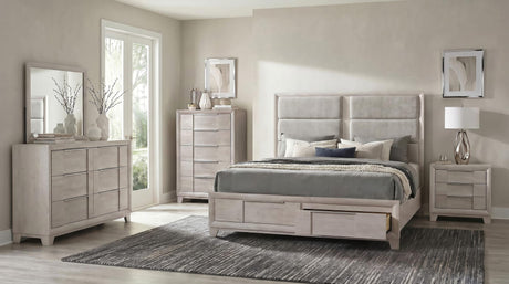 Farre Queen Upholstered Storage Platform Bed Washed Grey view 11