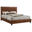 Farrell Eastern King Leatherette Upholstered Panel Bed Brown view 2