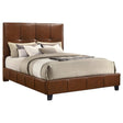 Farrell Queen Leatherette Upholstered Panel Bed Brown view 2