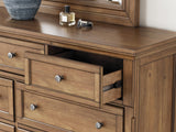 Feddinger Medium Brown Panel Bedroom Set King 3: Bed, Dresser, Mirror from Decor Furniture