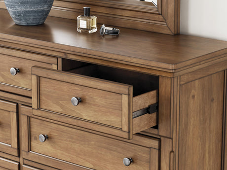 Feddinger Medium Brown Panel Bedroom Set King 3: Bed, Dresser, Mirror from Decor Furniture