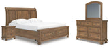 Feddinger Medium Brown Storage Sleigh Bedroom Set view 2
