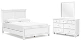 Fortman White Panel Bedroom Set Queen 3: Bed, Dresser, Mirror from Decor Furniture