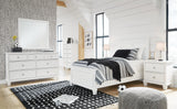 Fortman White Panel Bedroom Set Twin 4: Bed, Dresser, Mirror, Chest from Decor Furniture