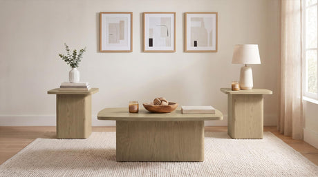 Fraser 3-Piece Greige Pedestal Coffee and End Table Set from Decor Furniture
