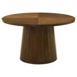 Galindo 52-inch Round Walnut Veneer Dining Table Walnut view 3