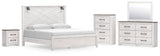 Gerridan White/Gray Panel Bedroom Set King 5: Bed, Dresser, Mirror, Chest, NightStand from Decor Furniture