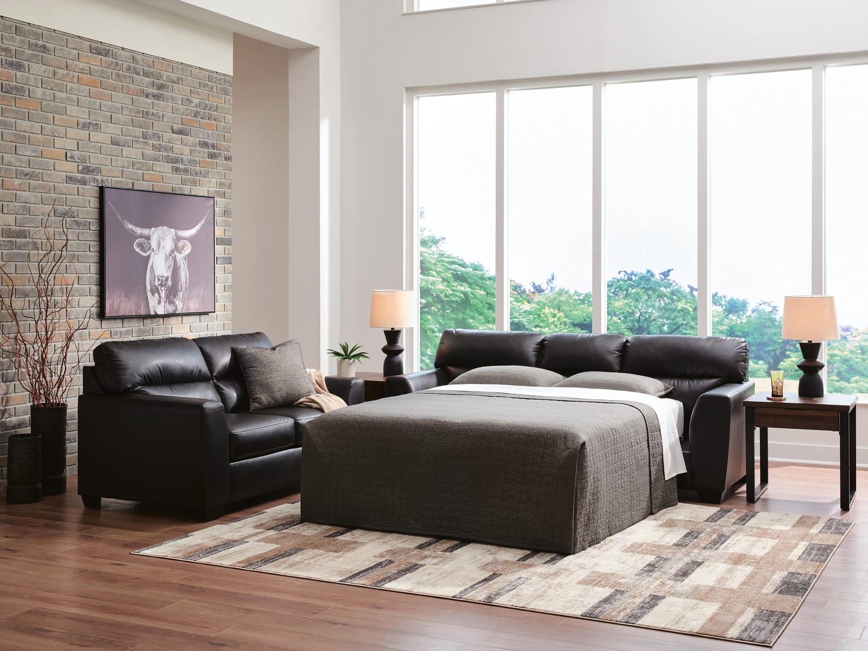 Glennbre Midnight Faux Leather Queen Sofa Sleeper from Decor Furniture