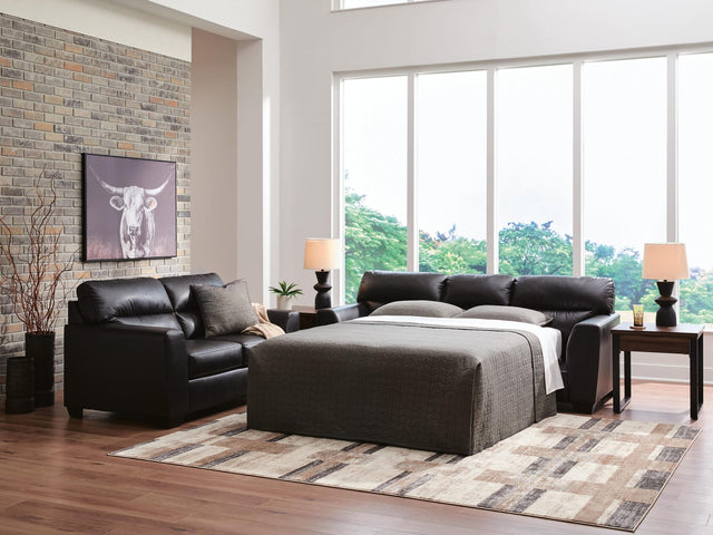Glennbre Midnight Faux Leather Queen Sofa Sleeper from Decor Furniture