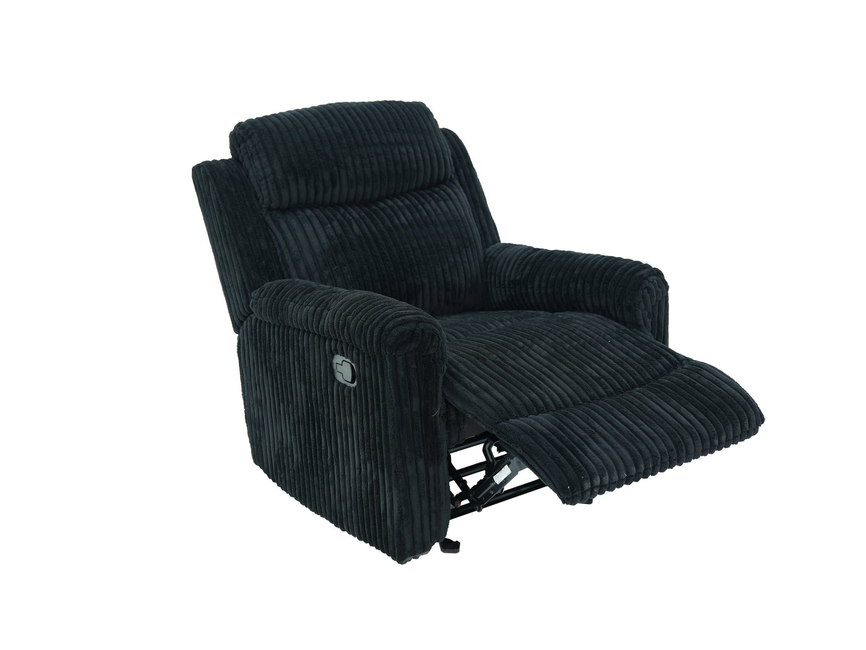 Grace Black Corduroy Reclining Sofa with Drop-Down Table, Loveseat, and Glider Recliner Set view 6