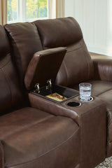 Gravier Cordova Leather Power Reclining Loveseat with Console from Decor Furniture