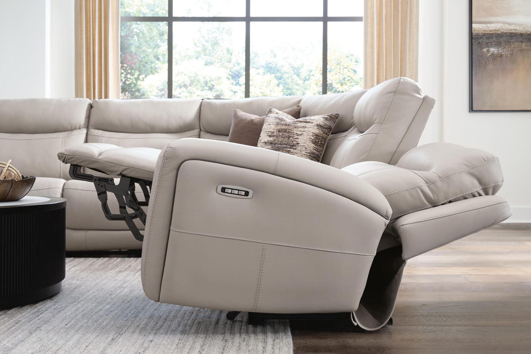 Gravier Gray 6-Piece Power Reclining Sectional with Storage Console from Decor Furniture