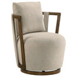 Harlowe Upholstered Swivel Accent Chair with Wood Arms Greige and Brown from Decor Furniture