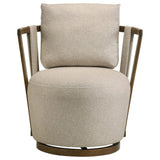 Harlowe Upholstered Swivel Accent Chair with Wood Arms Greige and Brown view 2