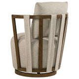 Harlowe Upholstered Swivel Accent Chair with Wood Arms Greige and Brown view 5