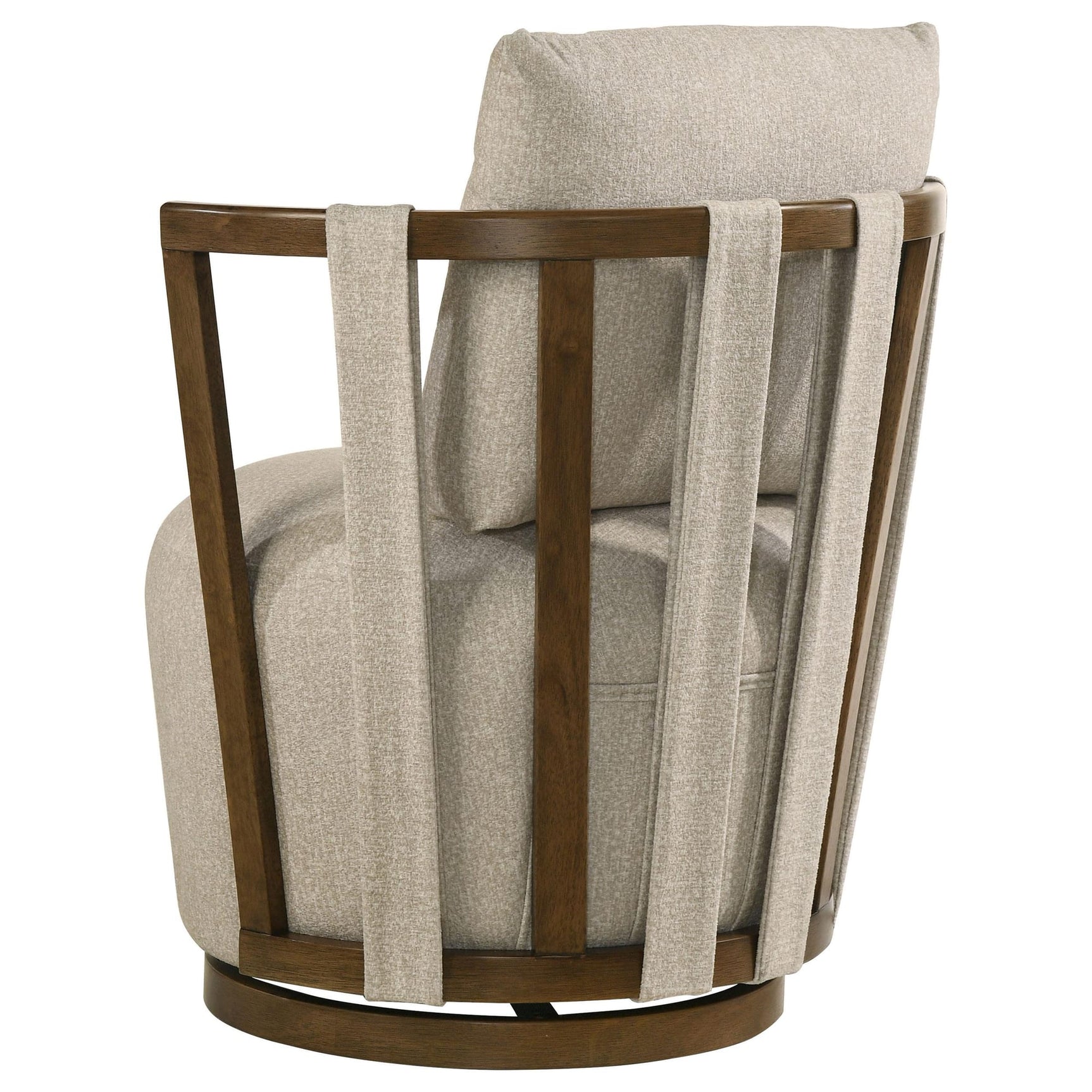 Harlowe Upholstered Swivel Accent Chair with Wood Arms Greige and Brown view 5