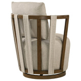 Harlowe Upholstered Swivel Accent Chair with Wood Arms Greige and Brown view 6