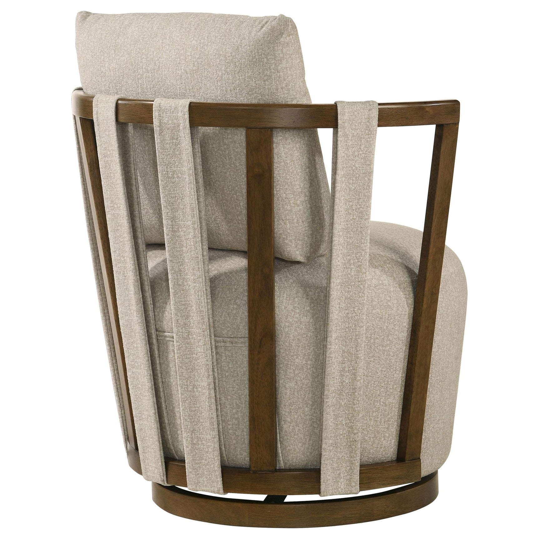 Harlowe Upholstered Swivel Accent Chair with Wood Arms Greige and Brown view 6