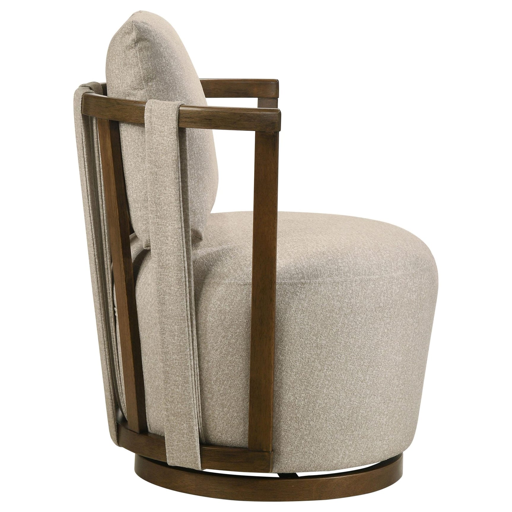 Harlowe Upholstered Swivel Accent Chair with Wood Arms Greige and Brown view 7