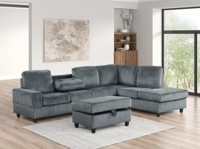 Heights Gray Reversible Sectional + Ottoman from Decor Furniture