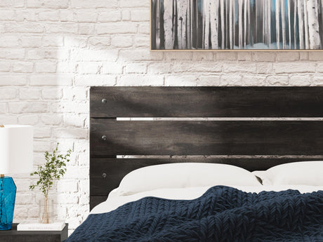 Hollivern Dark Gray Panel Bedroom Set Queen 3: Bed, Dresser, Mirror from Decor Furniture