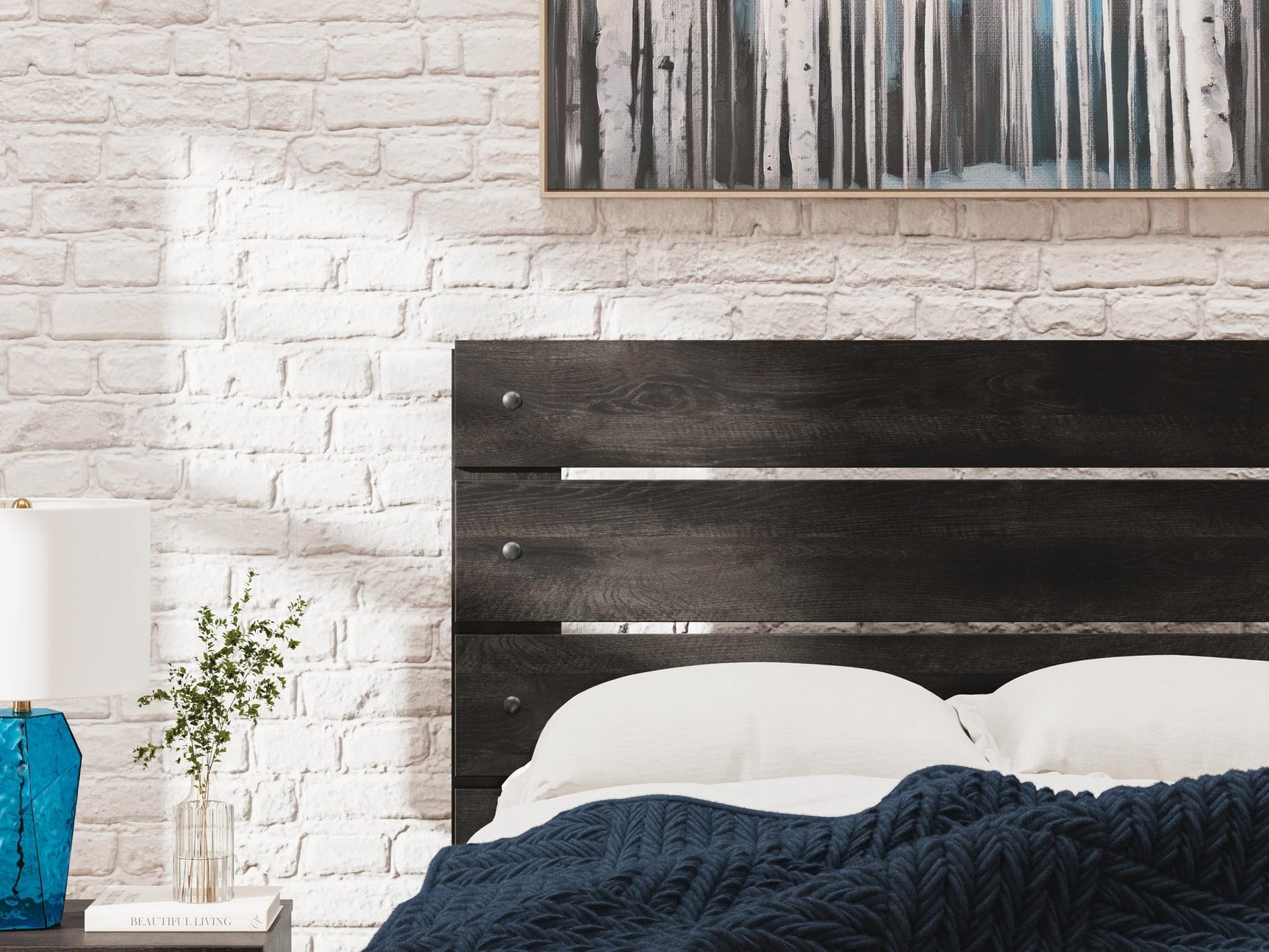 Hollivern Dark Gray Panel Bedroom Set Twin 3: Bed, Dresser, Mirror from Decor Furniture