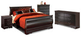 Huey Black Vineyard Sleigh Bedroom Set Queen 4: Bed, Dresser, Mirror, NightStand from Decor Furniture