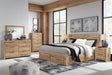 Hyanna Tan Brown Panel Bedroom Set — 6-Drawer Footboard and Under-Bed Storage